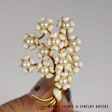 Giovanni Corletto 11.7g 18KYG Fine Vintage Enamel & Pearl Brooch