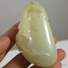 IMPORTANT 19C WHITE MUTTON FAT JADE FRUIT CARVED PENDANT SCULPTURE