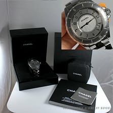 CHANEL 45MM J12 CHROME AUTOMATIC SWISS MADE STAINLESS STEEL WATCH w/ BOX & PAPERS