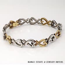 Tiffany & Co Paloma Picasso Loving Heart Bracelet 18K Gold 925 Silver Sz 7