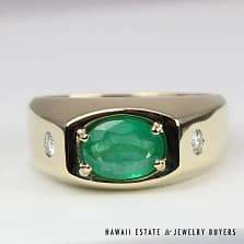 1CT EMERALD 0.20CTW DIAMOND 14K YELLOW GOLD RING SIZE 9.75