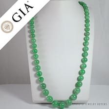 Certified Grade A Mottled Green Graduated Bead Necklace