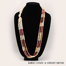 Ni'ihau Shell Lei: Tripple-Strand, Multi-Color Kipona (39 inches)