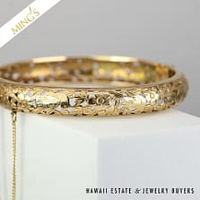 Ming's 9mm Bird in Plum 14K Yellow Gold Bracelet Size 6.5