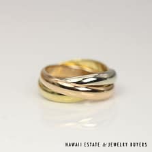 Authentic Cartier Trinity 3-Tone Gold Ring Size 50