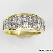 7.7g 18KYG 2.50ctw INVISIBLE SET PRINCESS CUT DIAMOND RING SIZE 6.75