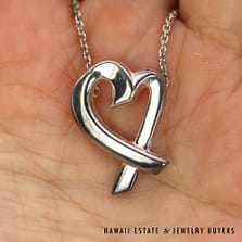 Tiffany & Co Paloma Picasso Loving Heart Silver Pendant and Chain 18"