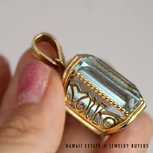 62ct Aquamarine Yellow Gold Large "MIKE" 14K Yellow Gold Pendant