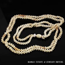 Double Strand Ni'ihau Shell Lei: Pikake Momi 51 inches #SC2017-01