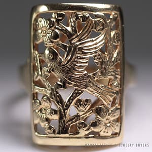 Ming's Hawaii Bird in Plum Blossom Rectangular Ring