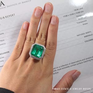 Natural Colombian Emerald Ring GIA 19.34cts