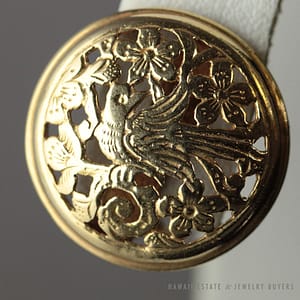 Ming's Hawaii Bird in Plum Blossom Round Earrings