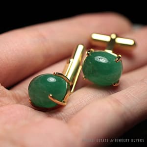 Vintage 11.50ctw Emerald 18K Yellow Gold Cufflinks