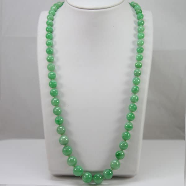 Certified Grade A Mottled Green Graduated Bead Necklace - Image 2