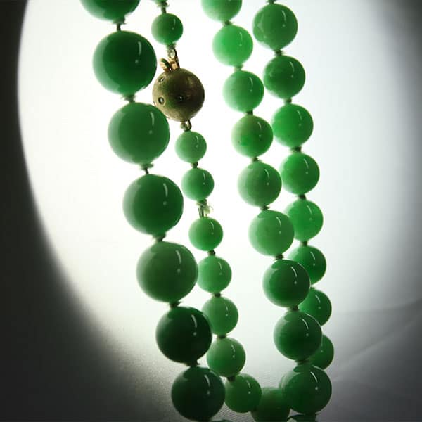 Certified Grade A Mottled Green Graduated Bead Necklace - Image 5