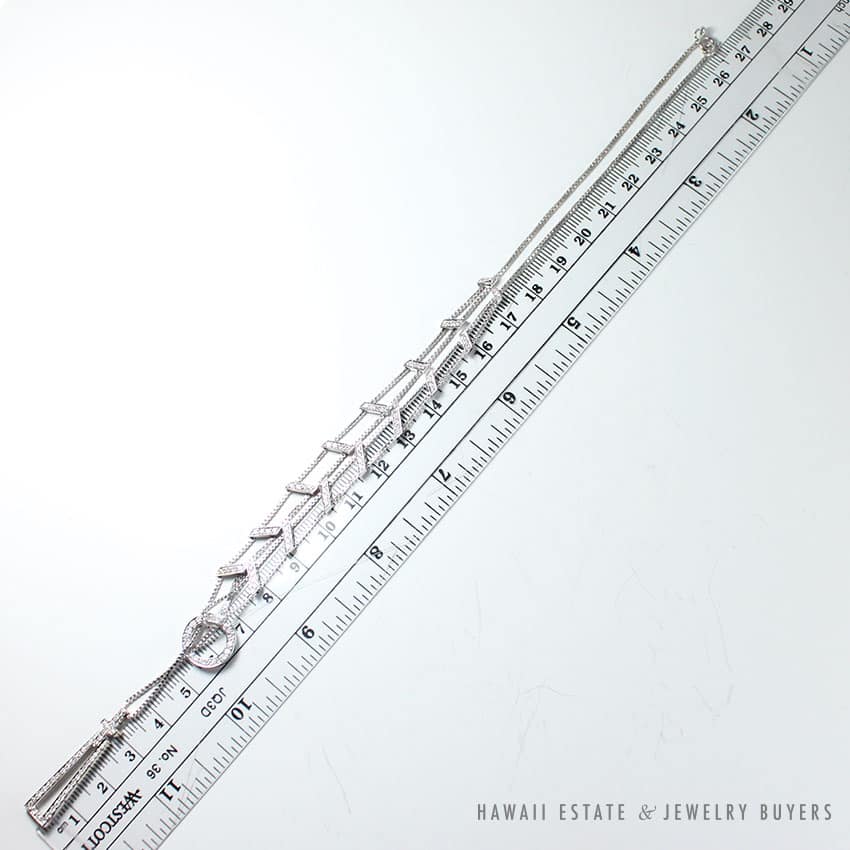 1.23CTW NATURAL DIAMOND GEOMETRIC 18K WHITE GOLD NECKLACE 16.5" - Image 3
