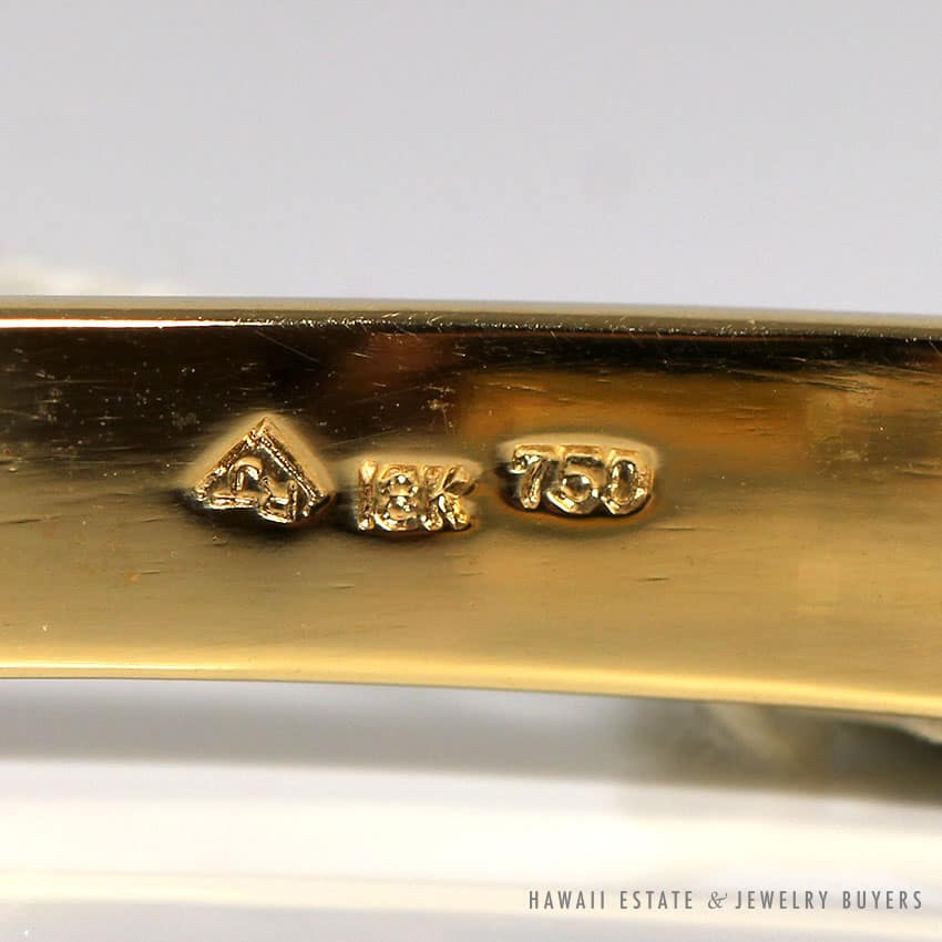 VINTAGE FINE GEMSTONE RUBY SAPPHIRE 2CTW DIAMOND 18K YELLOW GOLD BANGLE BRACELET - Image 2