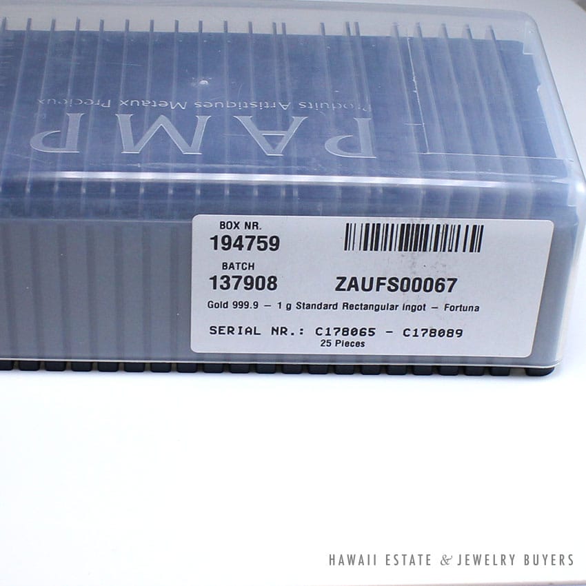 BOX OF 25 PAMP SUISSE 1 GRAM AU 999.9 LADY FORTUNA VERISCAN (IN ASSAY) - Image 2