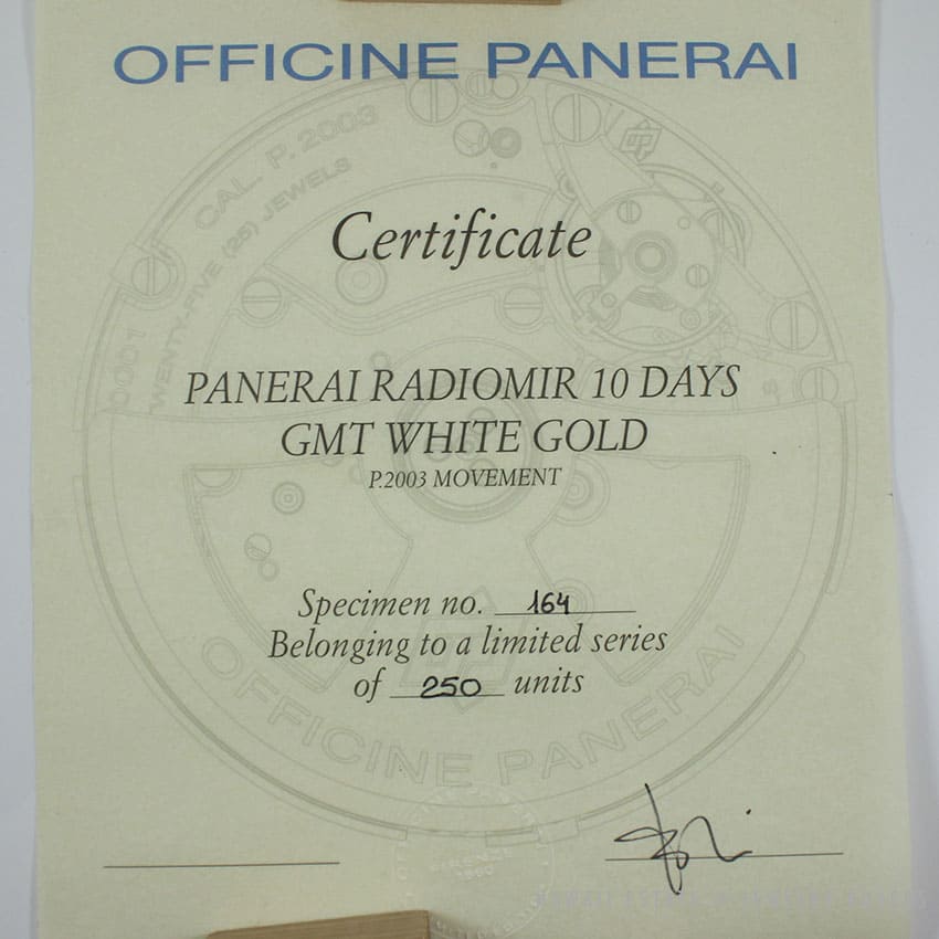 PANERAI RADIOMIR LIMITED EDITION (250*) 10 DAYS GMT WHITE GOLD WATCH PAM 235 - Image 5