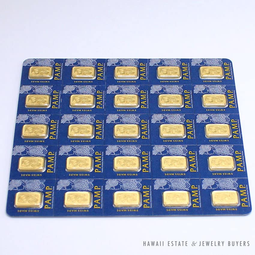25x1 GRAM GOLD BAR PAMP SUISSE FORTUNA MULTIGRAM+25 (IN ASSAY)