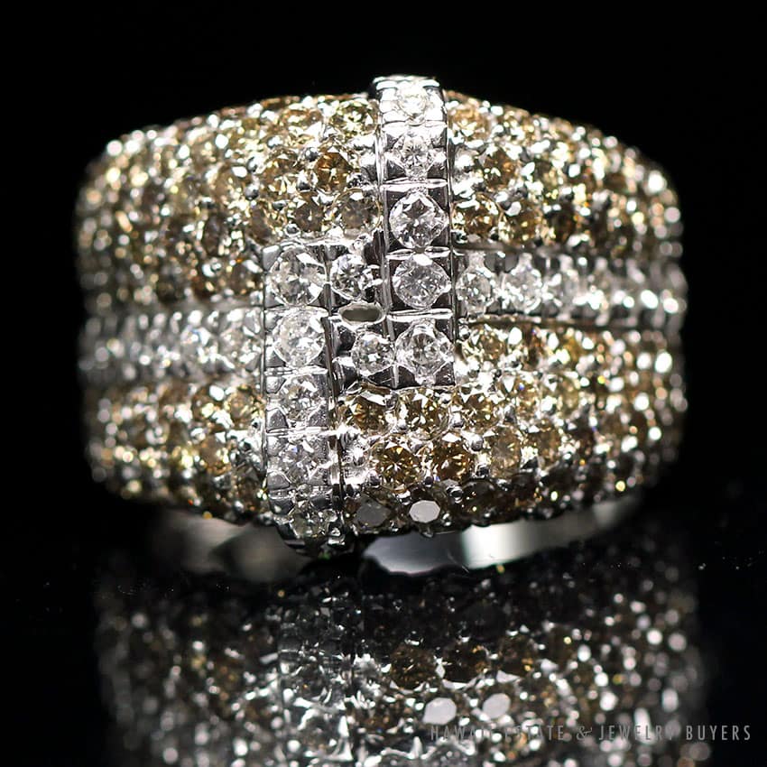 LE VIAN CHOCOLATE DIAMOND 3.23CTW RED CARPET WIDE BAND 18K WHITE GOLD RING