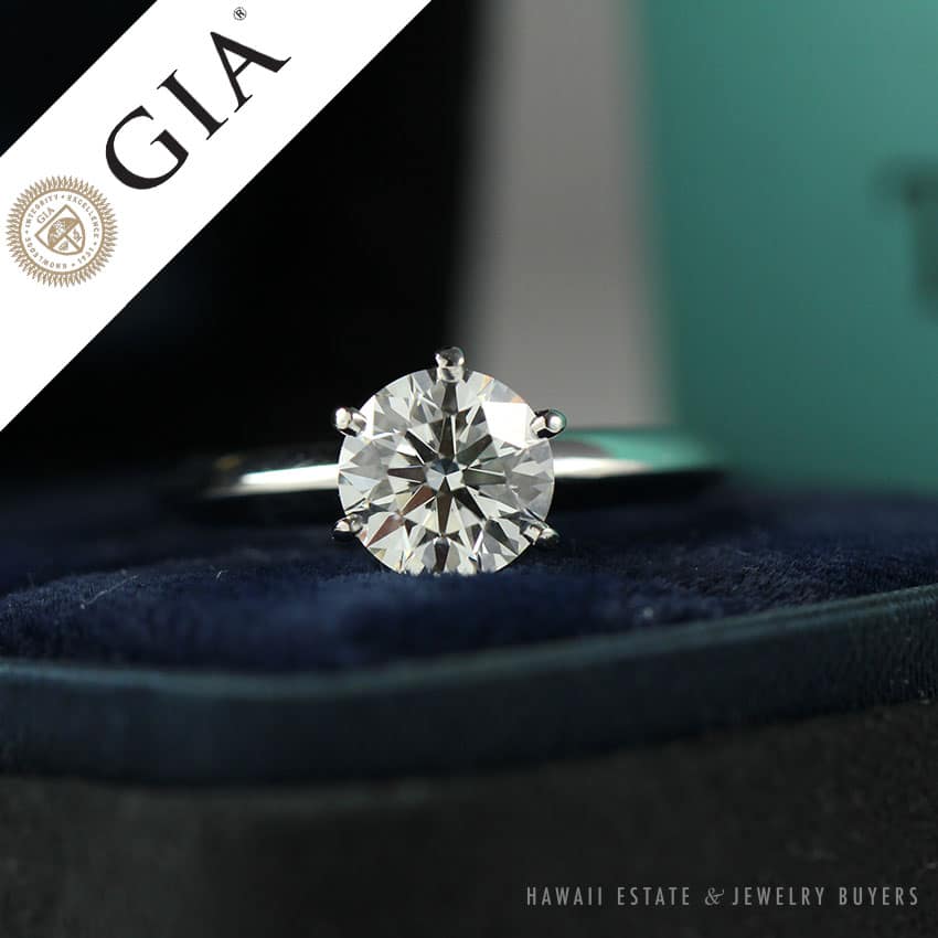 AUTHENTIC TIFFANY & CO. PLATINUM SOLITAIRE 1.05CT VVS2 I W/ BOXES, PAPERS, & GIA