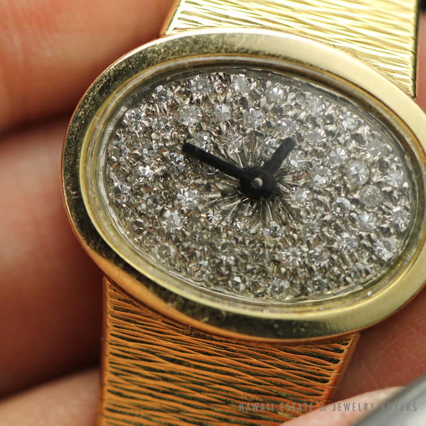 VINTAGE DOXA DIAMOND PAVE FACE 14K YELLOW GOLD LADIES WRIST WATCH - Image 2