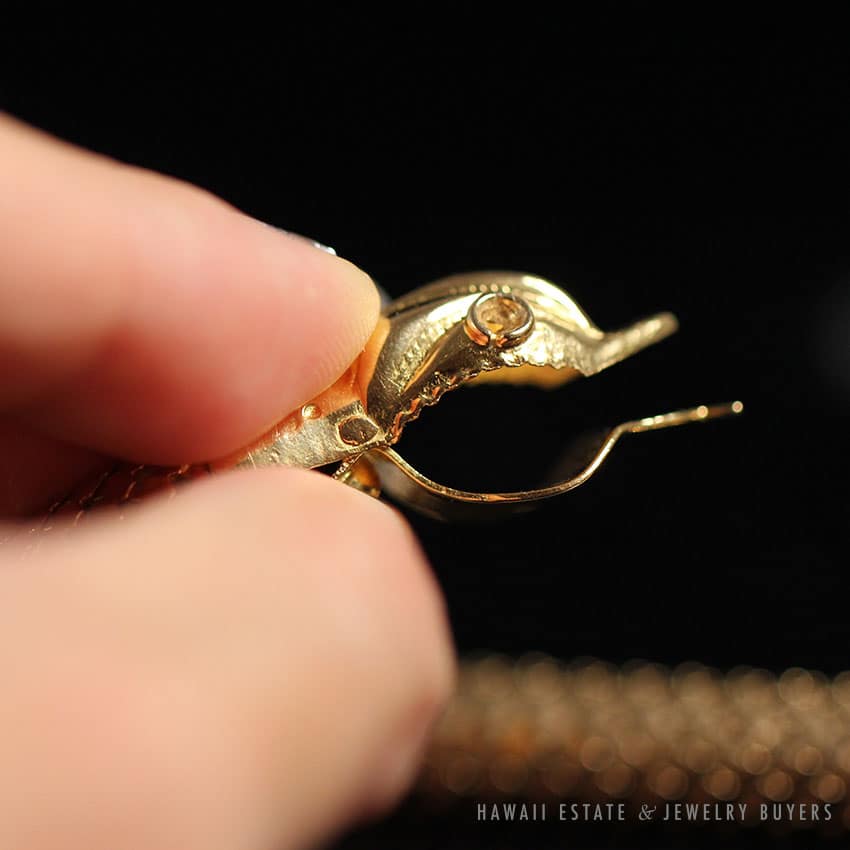 VINTAGE SNAKE BITING TAIL 18K YELLOW GOLD NECKLACE - Image 3