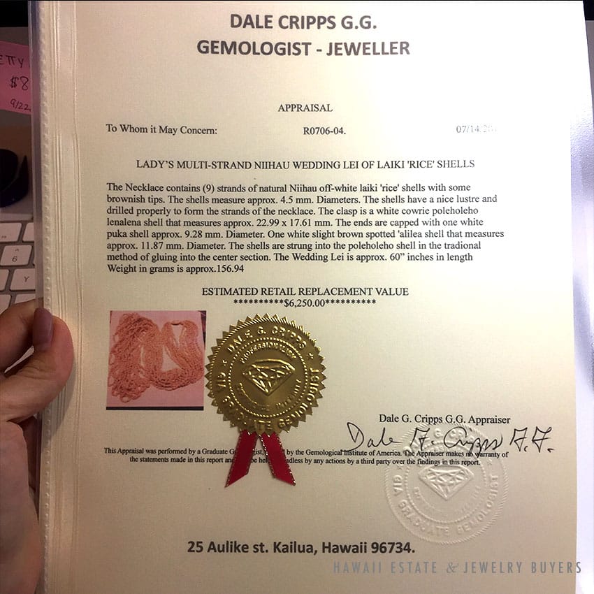 NI'IHAU SHELL 9 STRAND WEDDING LEI NECKLACE LAIKI RICE SHELLS 60" - Image 2