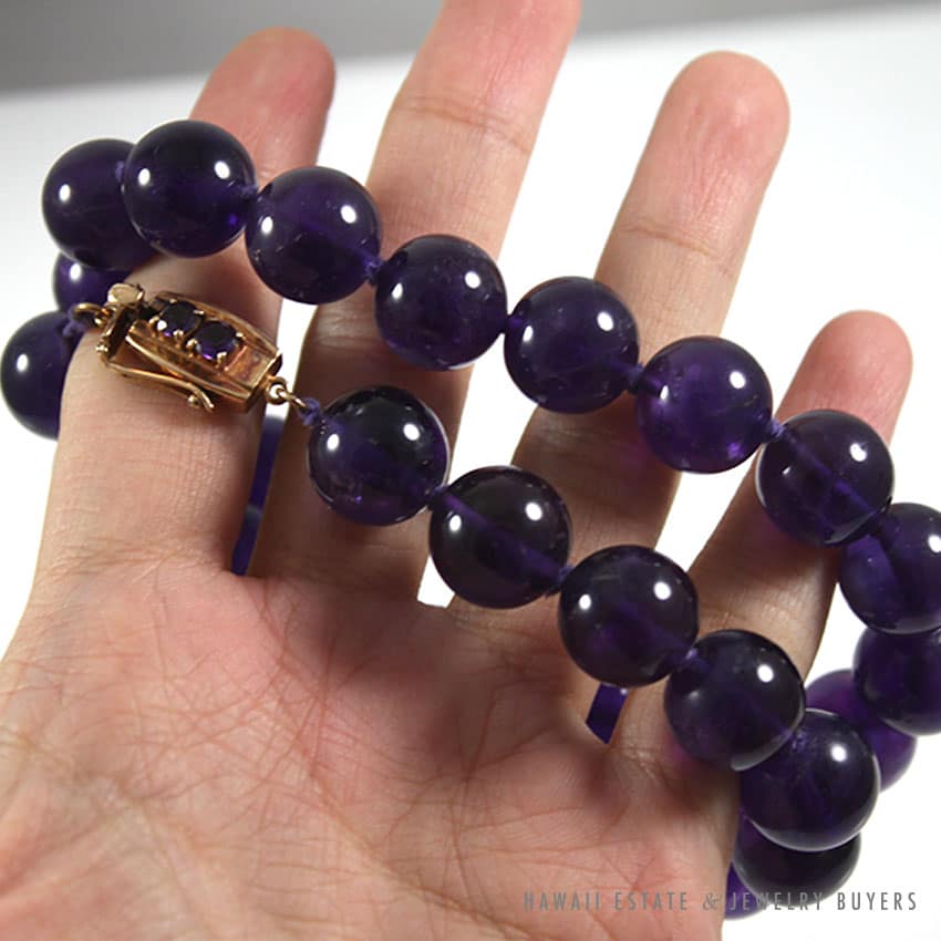 Amethyst Large Bead 14K Yellow Gold Necklace 17.5" - Image 3