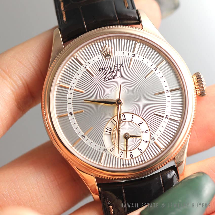 ROLEX CELLINI DUAL TIME SILVER DIAL 18K EVER ROSE GOLD 50525 SSBRL NEW WITH TAGS