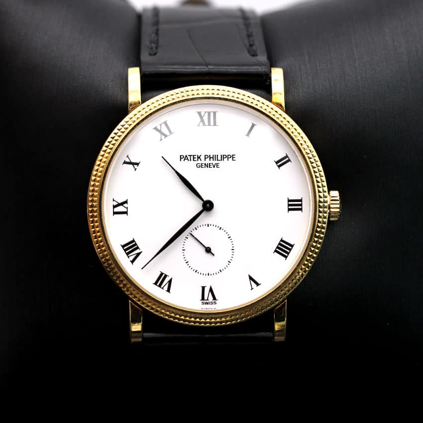 VINTAGE PATEK PHILIPPE 33MM ROUND CALATRAVA 18K AUTOMATIC GENTS STRAP WATCH