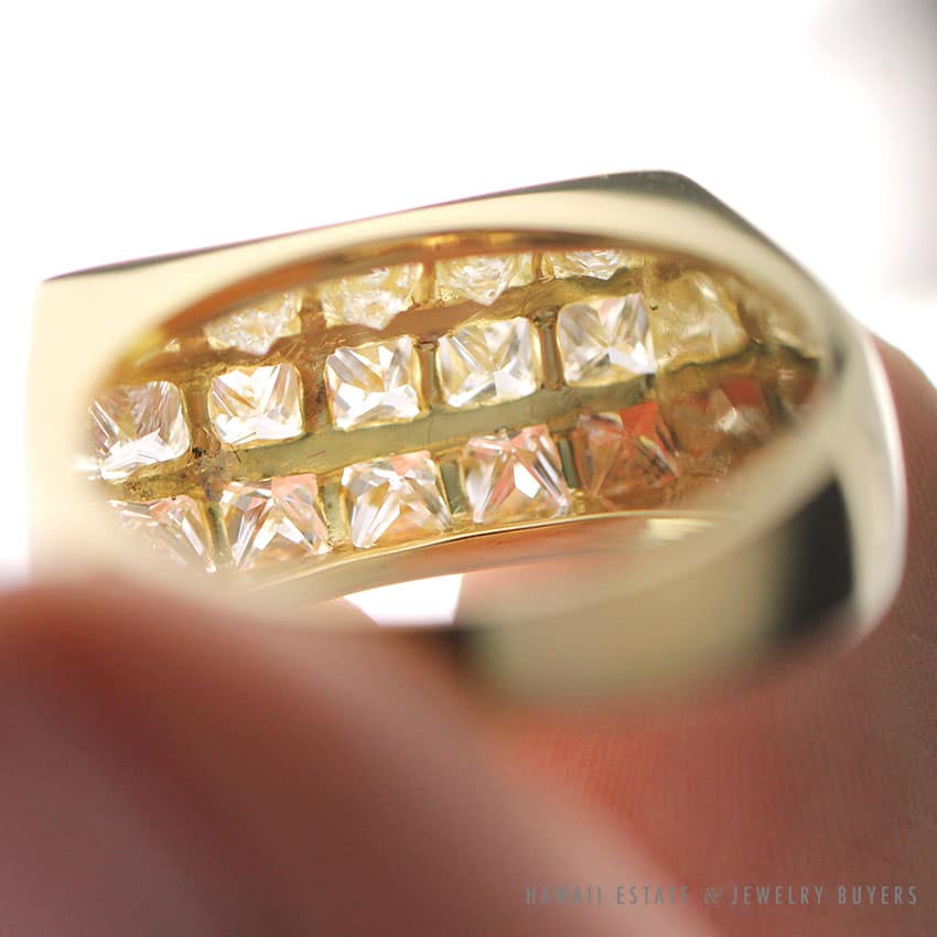 1.50CTW PRINCESS CUT 14K YELLOW GOLD MEN'S RING SIZE 8.25 - Image 2