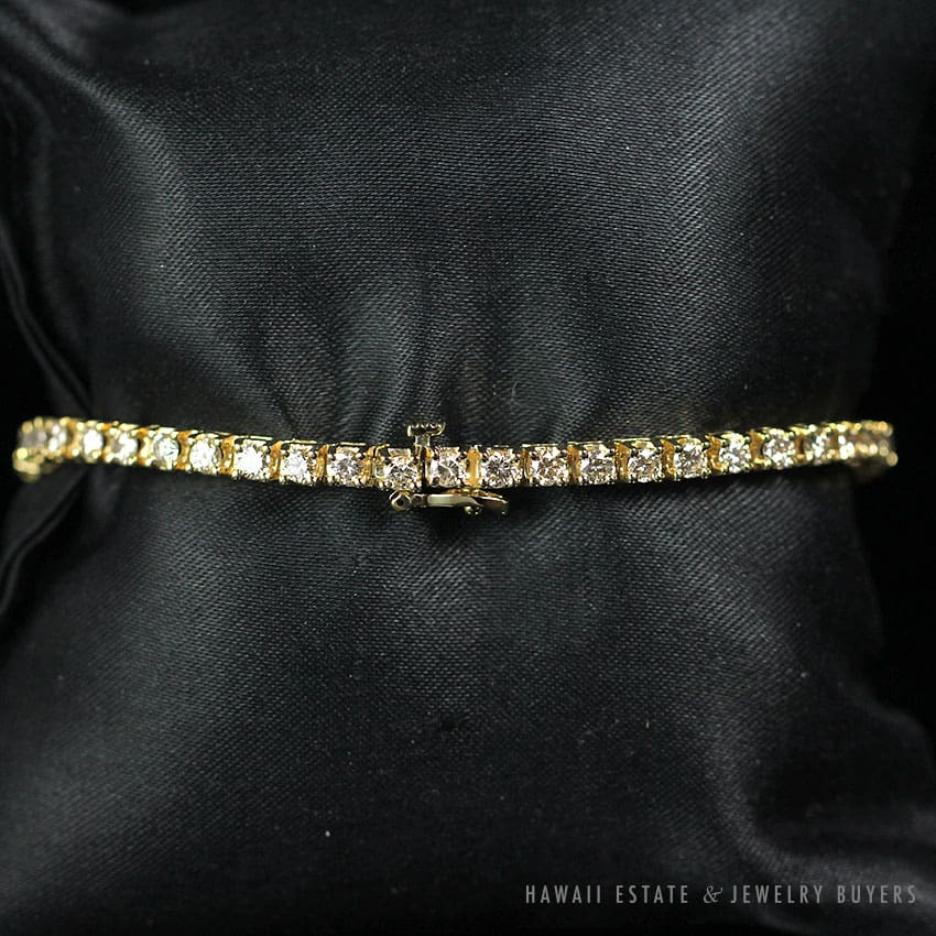 DIAMOND 4.2CTW 14K YELLOW GOLD TENNIS BRACELET 7"