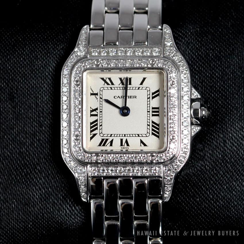 CARTIER DIAMOND PAVE LE MONTRES PANTHERE 18K WHITE GOLD LADIES 22MM WRIST WATCH - Image 2