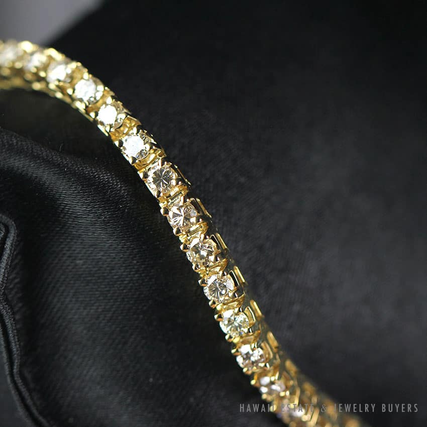 DIAMOND 4.2CTW 14K YELLOW GOLD TENNIS BRACELET 7" - Image 3