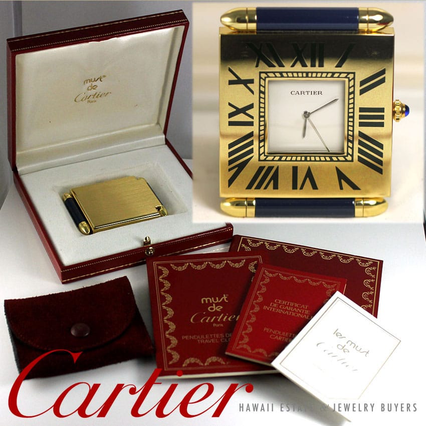 AUTHENTIC CARTIER VINTAGE PARIS TRAVEL ALARM CLOCK DESK TABLETOP QUARTZ CLOCK