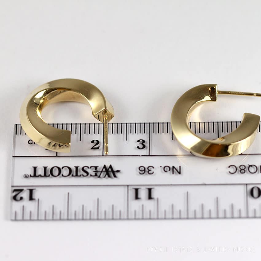 TIFFANY & CO. 18K YELLOW GOLD TWIST SEMI HOOP EARRINGS - Image 3