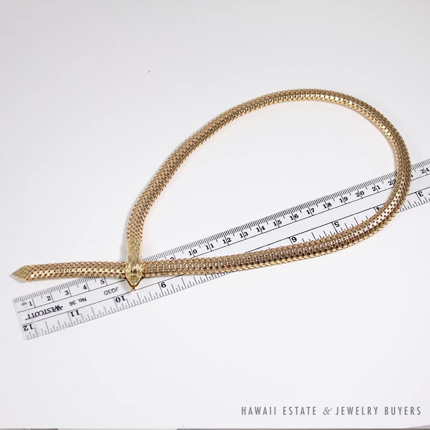 VINTAGE SNAKE BITING TAIL 18K YELLOW GOLD NECKLACE - Image 2