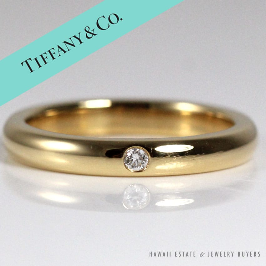 TIFFANY & CO DIAMOND ELSA PERETTI 3MM 18K YELLOW GOLD BAND STACKING SZ 4.5