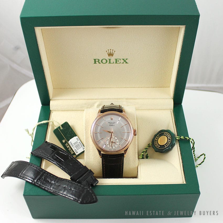 ROLEX CELLINI DUAL TIME SILVER DIAL 18K EVER ROSE GOLD 50525 SSBRL NEW WITH TAGS - Image 4