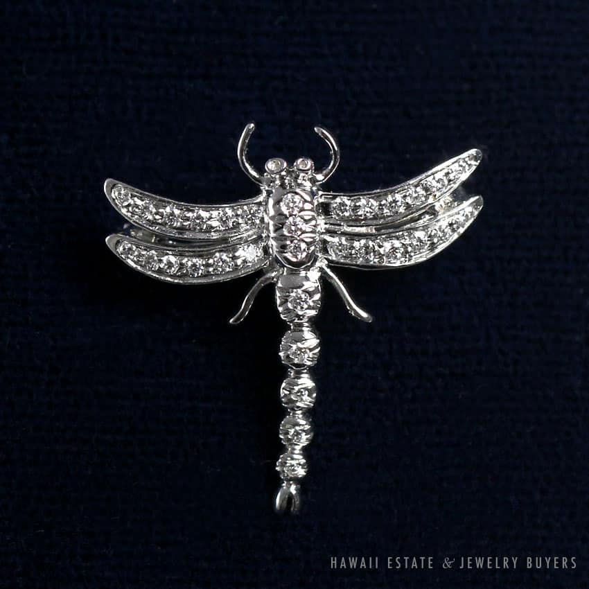 TIFFANY & CO. DIAMOND ENCHANT DRAGONFLY PLATINUM SMALL BROOCH PIN - Image 2
