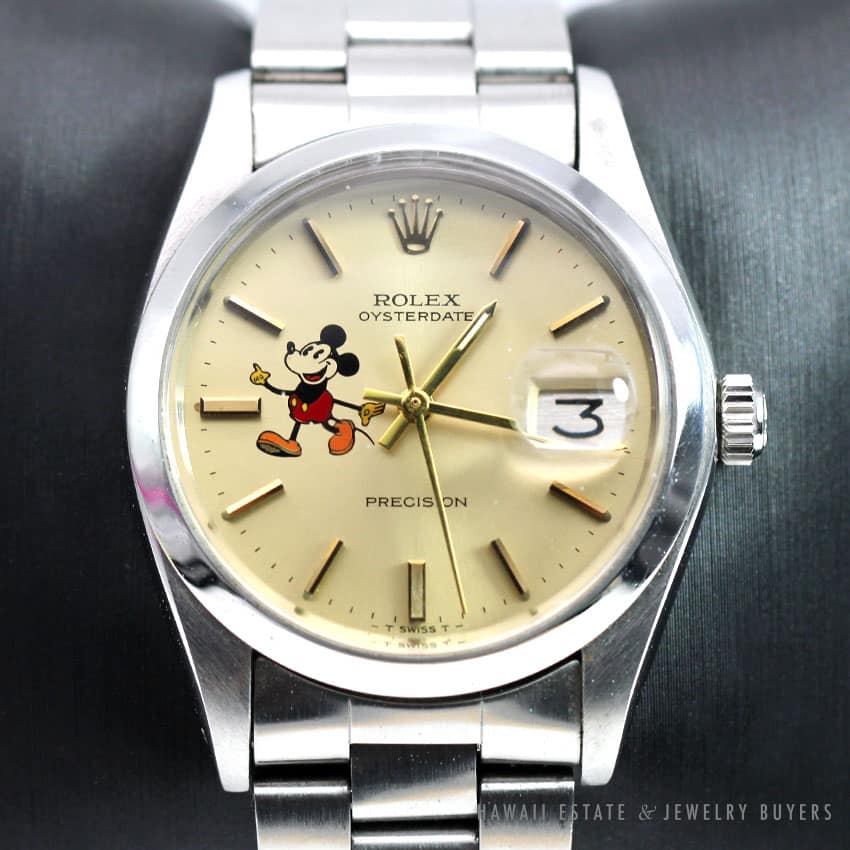 ULTRA RARE MICKEY MOUSE ROLEX OYSTERDATE REF 6694 PRECISION GOLD