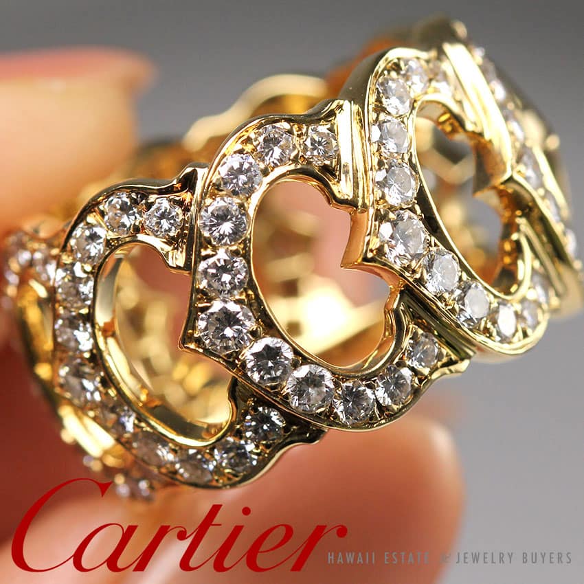 CARTIER C DE CARTIER ENTRELACÉS DIAMOND 18K YELLOW GOLD RING W/ BOX SIZE 5.25 - Image 2