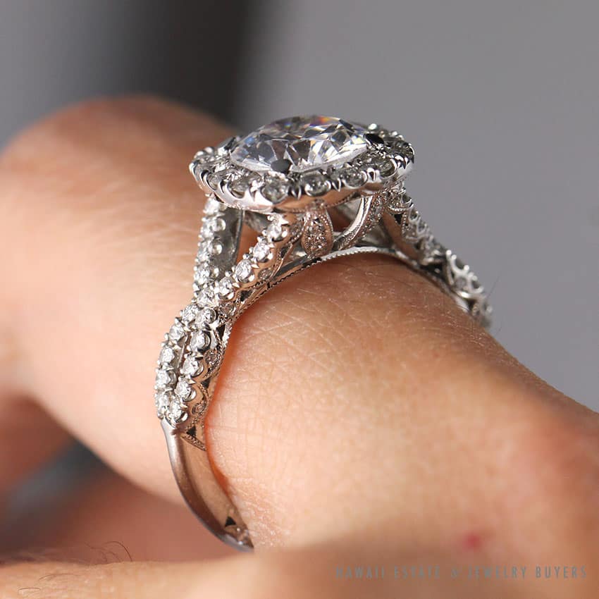 TACORI PETITE CRESCENT STYLE HT2549CU75 TWIST DIAMOND ENGAGEMENT RING SETTING CZ - Image 2