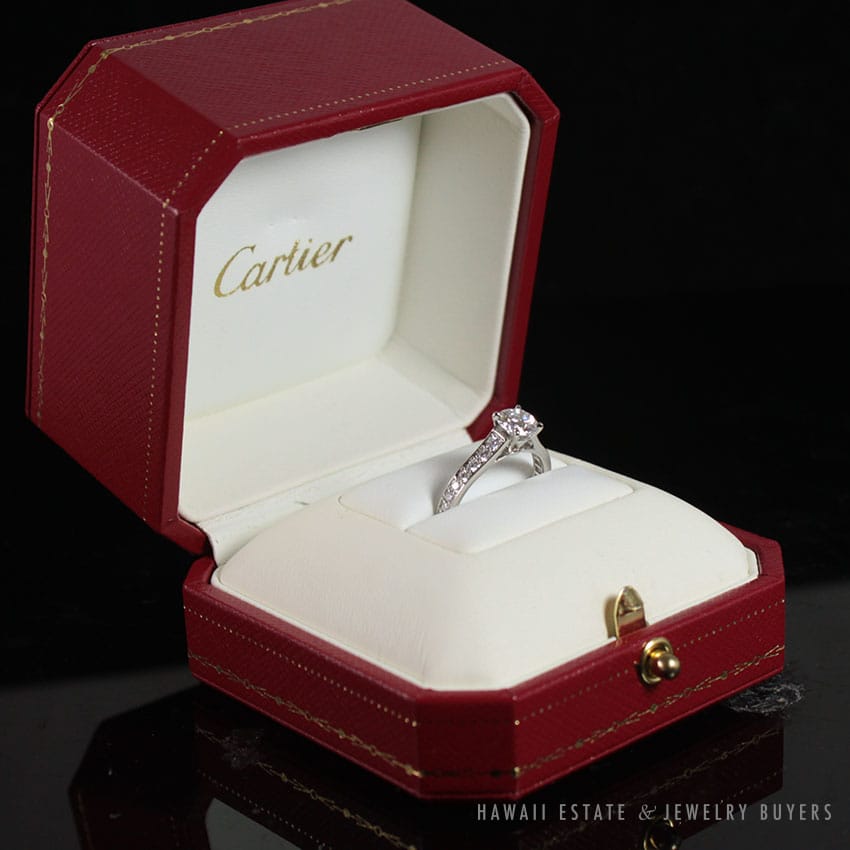 P*M様 Cartier 0.44カラット プラチナダイヤモンドリング GIA証 Cartier Round Diamond Platinum Engagement Ring Size 49-US 5 Cert