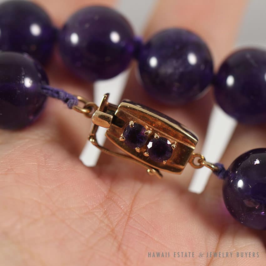 Amethyst Large Bead 14K Yellow Gold Necklace 17.5" - Image 5