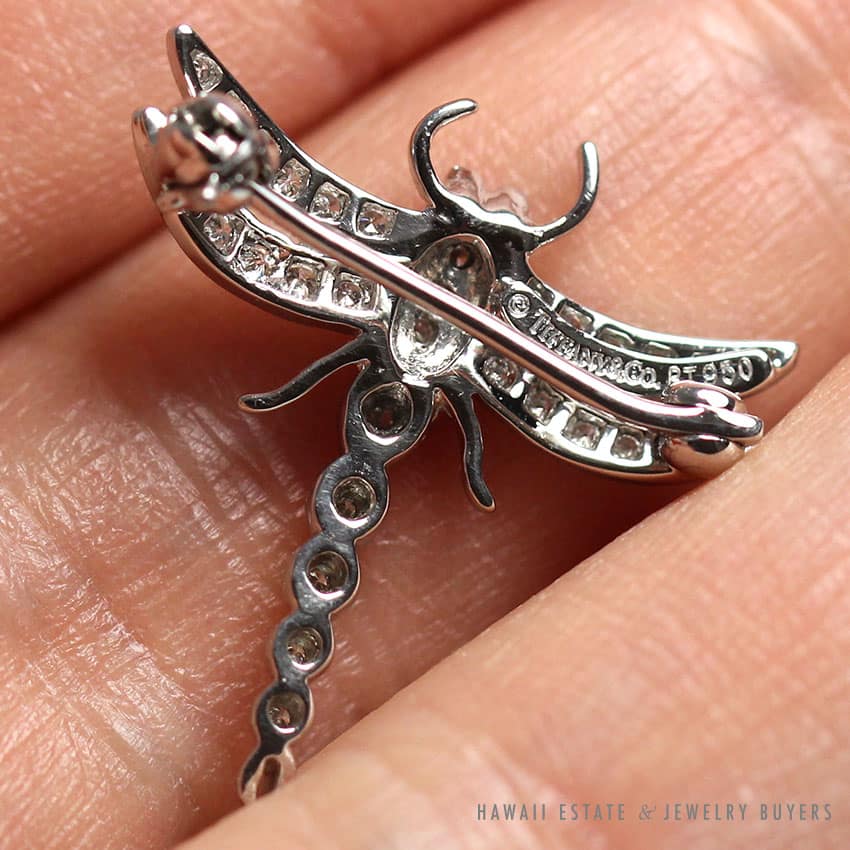 TIFFANY & CO. DIAMOND ENCHANT DRAGONFLY PLATINUM SMALL BROOCH PIN - Image 3