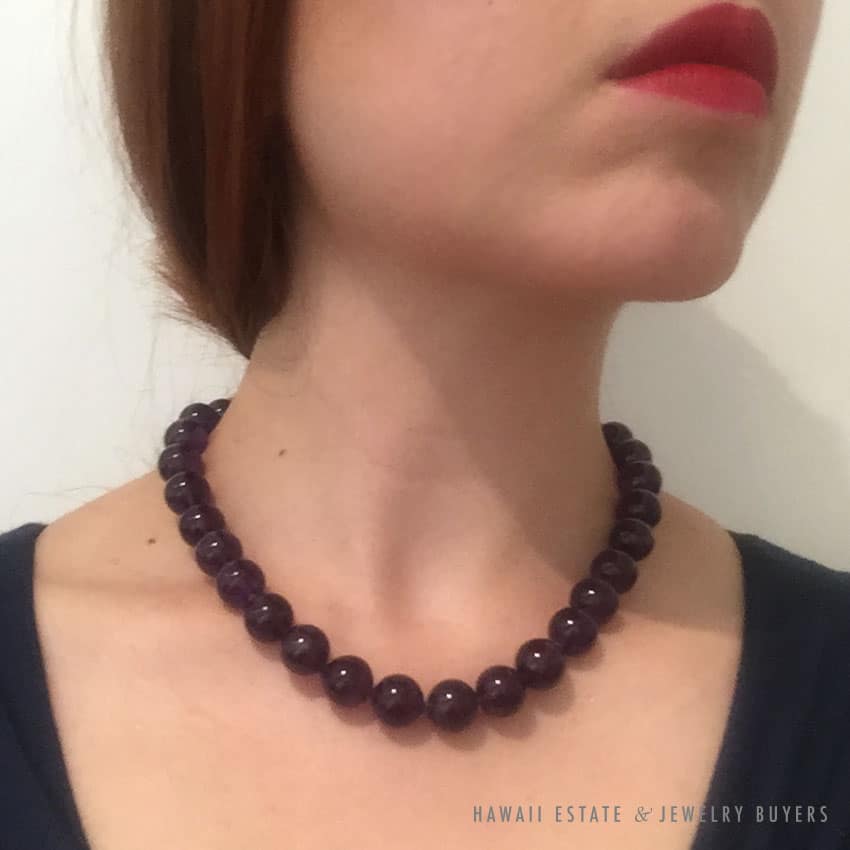 Amethyst Large Bead 14K Yellow Gold Necklace 17.5" - Image 4