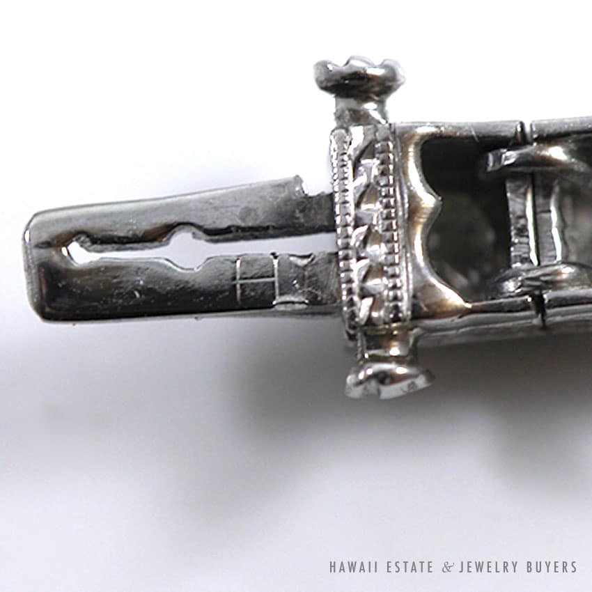 OLD EUROPEAN DIAMOND & SAPPHIRE ART DECO PLATINUM LINK BRACELET W/ APPRAISAL - Image 2